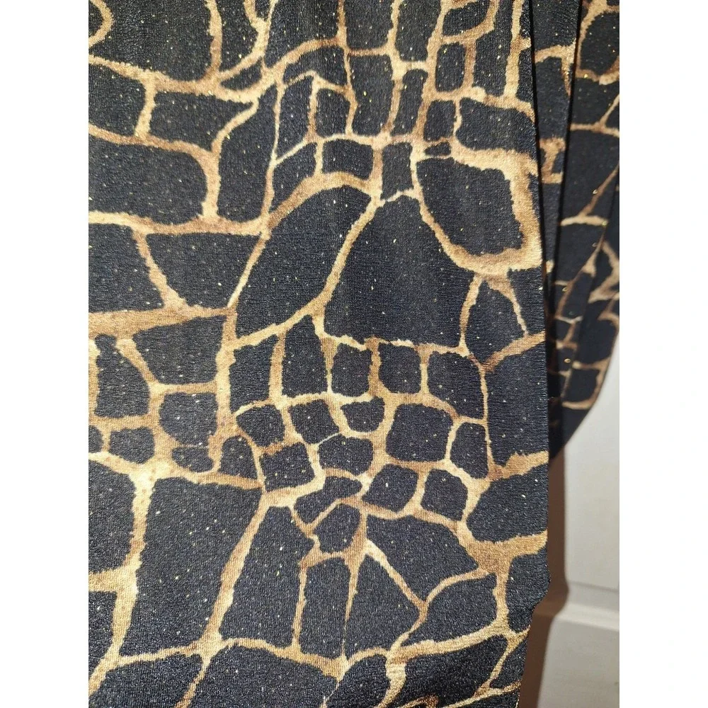 Vintage Made in USA SPS Animal Print Mobwife Slinky Blouse Women's Size Large - Picture 4 of 4